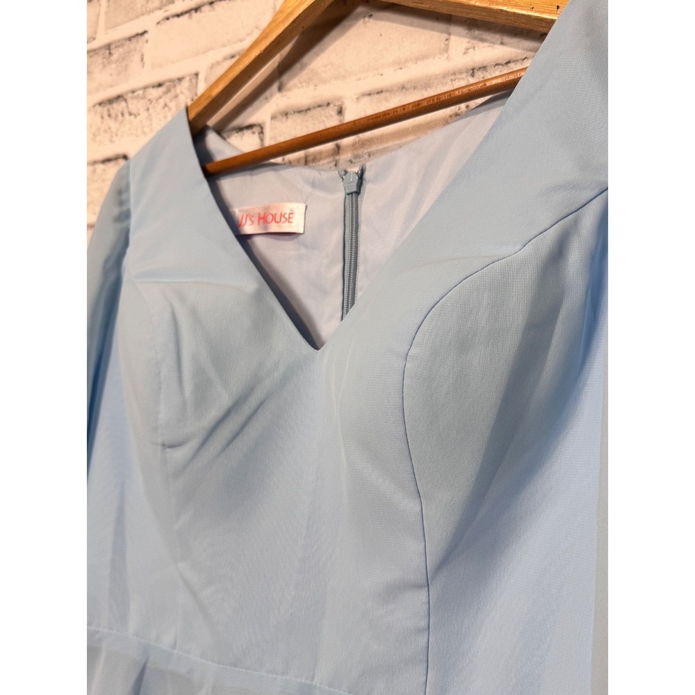 JJ's House Sky Blue Bridesmaid Dress Flutter Sleeve Cocktail Party US 10 - Picture 3 of 11